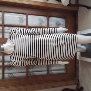 NEW! Rebecca Minkoff cream and black stripe, long-sleeved, 100% cotton dress, S.